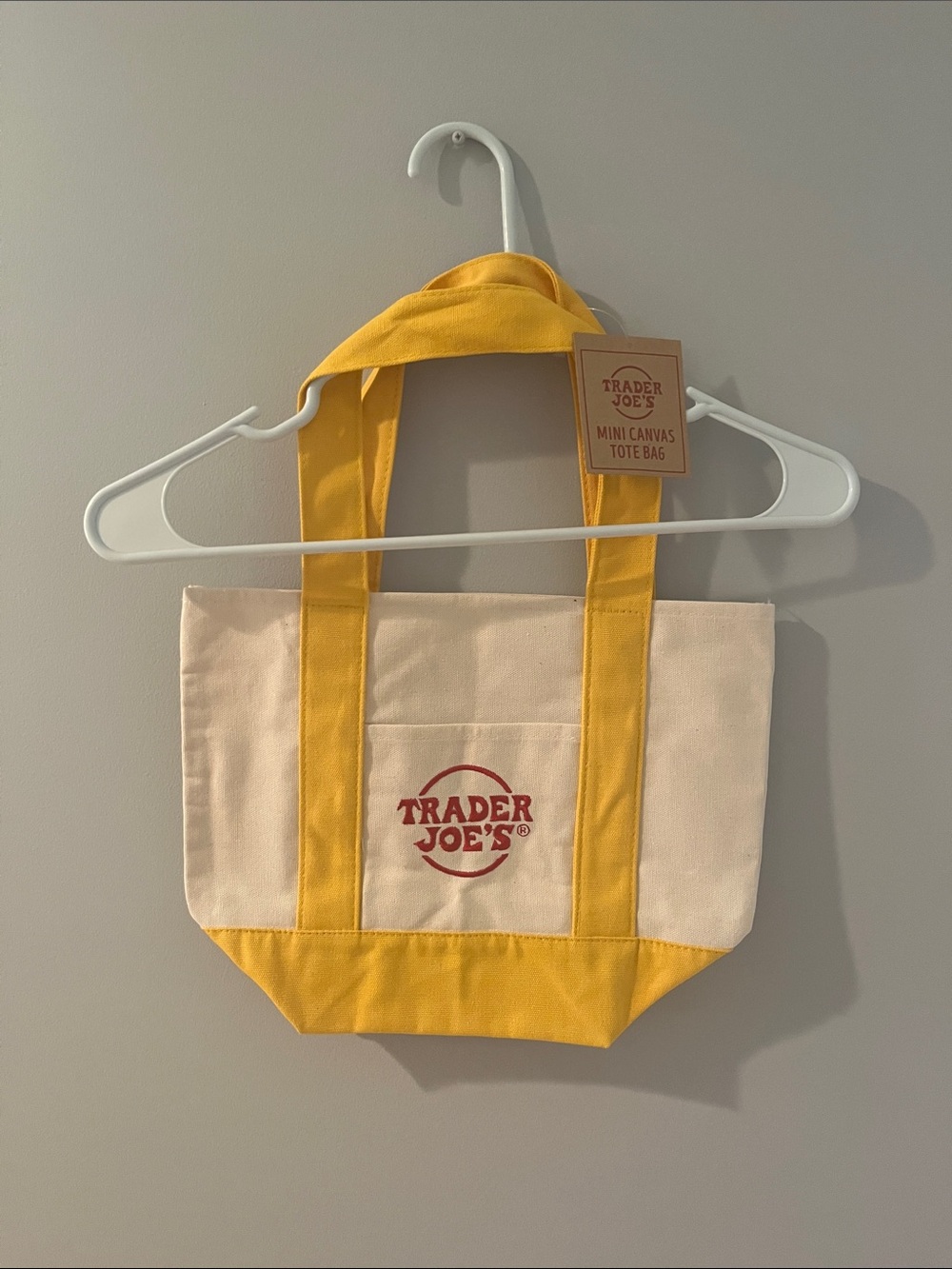 Trader Joe's Yellow & Cream Mini Canvas Tote Bag